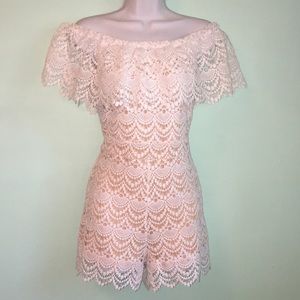NWOT Fashion Nova Ivory Bridal Lace Romper Size Medium